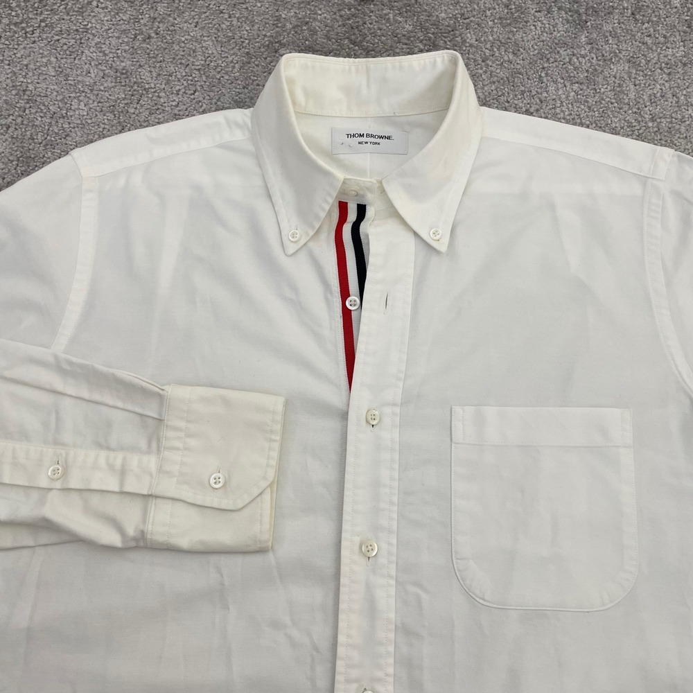 Thom Browne Oxford Grosgrain Placket Shirt Mens 3 Dress Shirt Button Down
